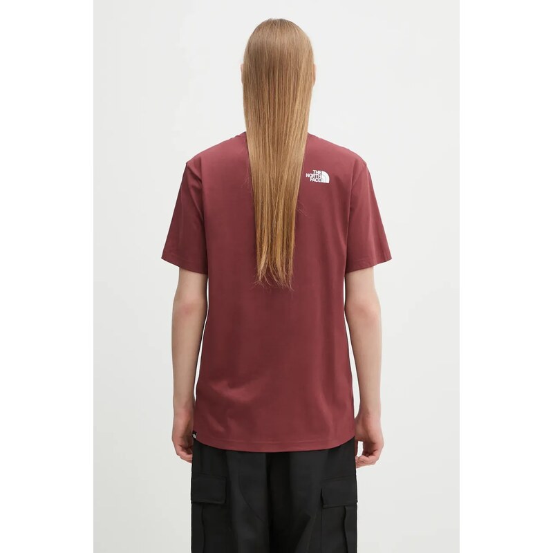 Tričko The North Face Simple Dome vínová barva, s potiskem, NF0A87NG0VO1