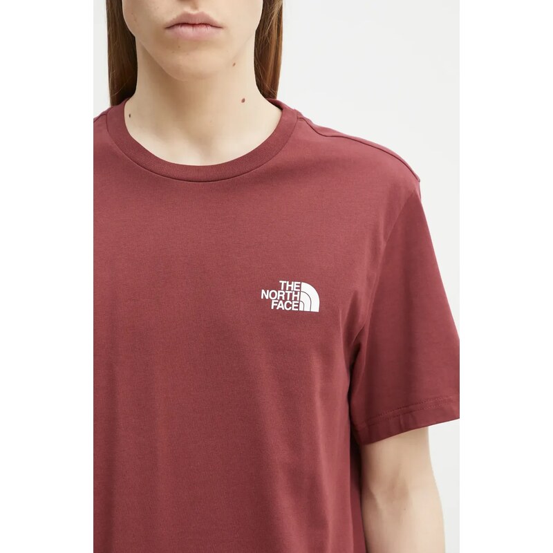 Tričko The North Face Simple Dome vínová barva, s potiskem, NF0A87NG0VO1