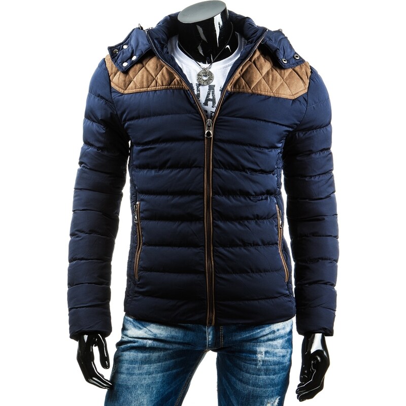 streetIN Zimní bunda s kontrastními hnědými prvky - modrá