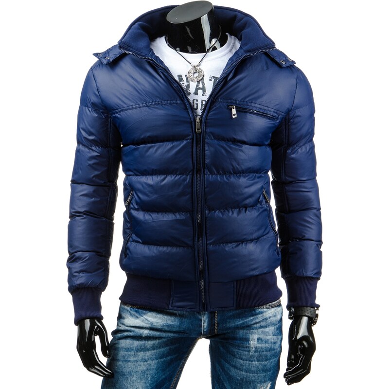 streetIN Prošívaná zimní bunda s odnímatelnou kapucí - modrá Velikost: M