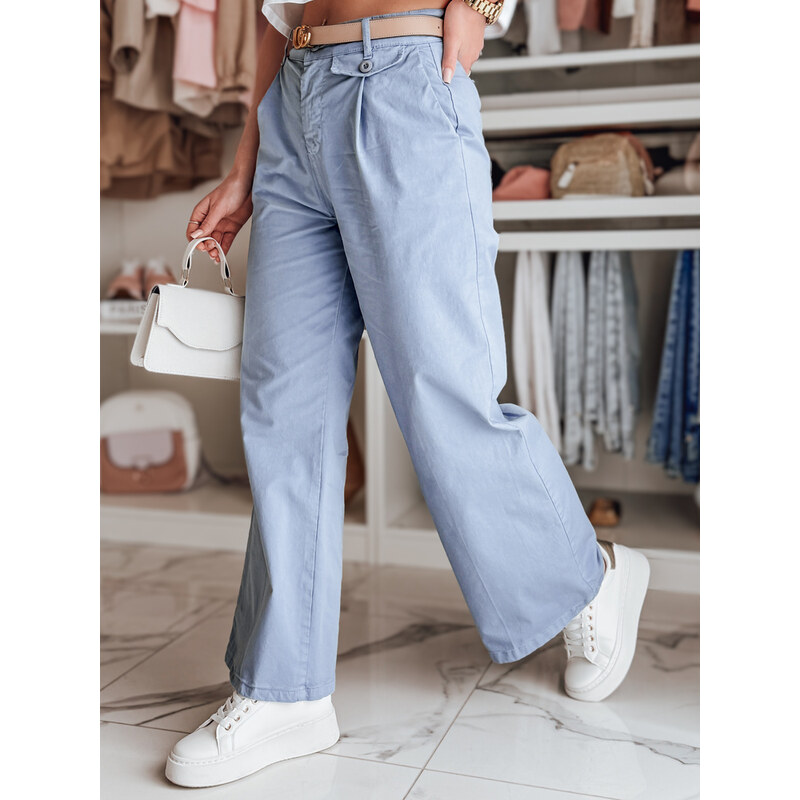 DStreet Dámské kalhoty wide leg MOBISKA modré