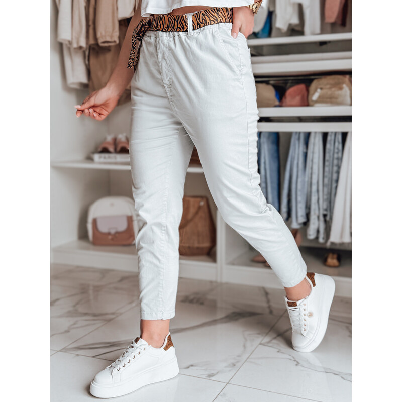 DStreet Dámské casual kalhoty s páskem MADELINA