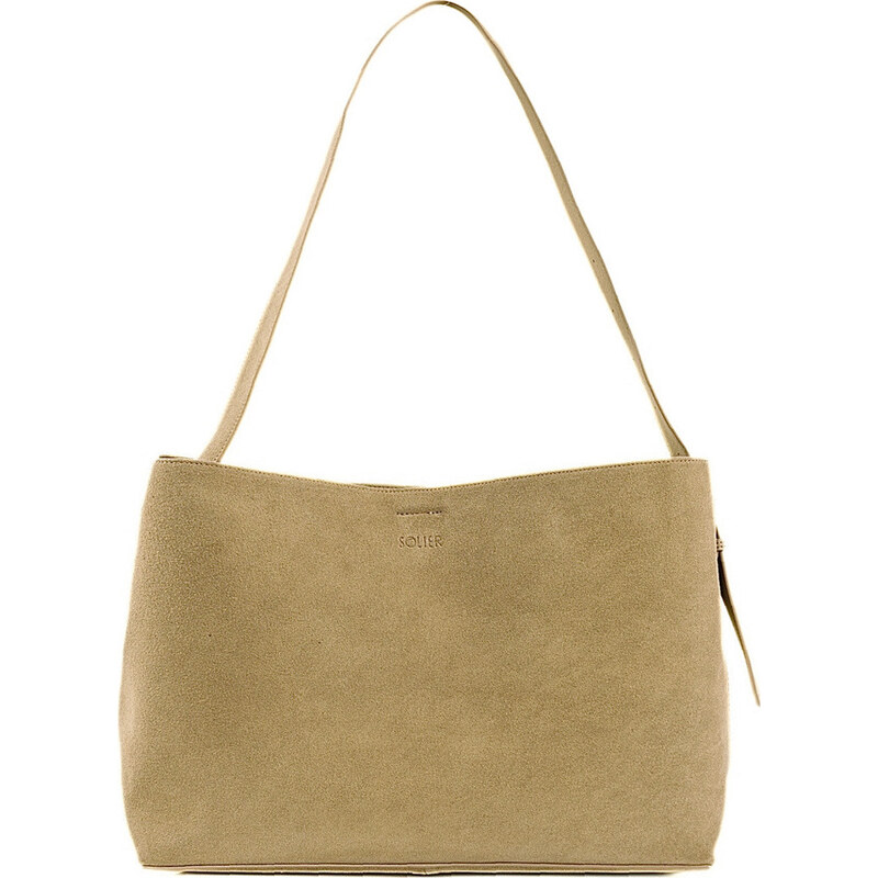 SOLIER Camel dámská semišová shopper kabelka Béžová 105212675