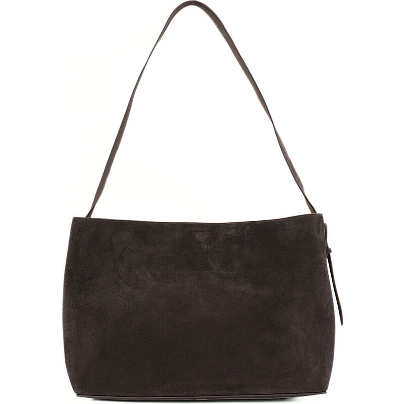 SOLIER Tmavě hnědá dámská semišová shopper kabelka 105212676