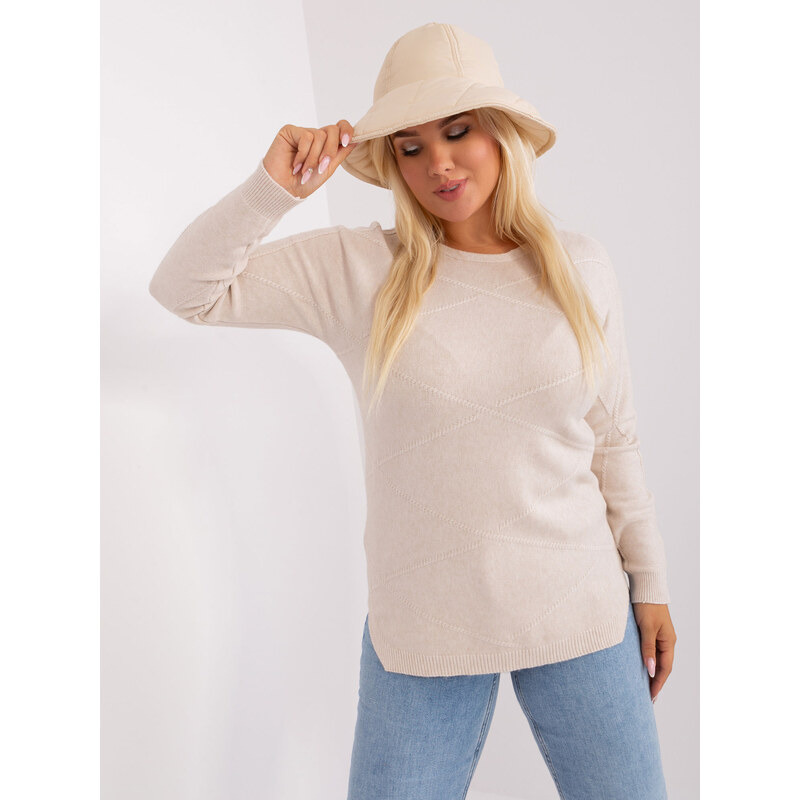 BASIC Světle béžový vzorovaný svetr -light beige Béžová 85922163
