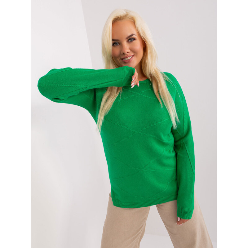 BASIC Zelený vzorovaný svetr -green Zelená 85922171