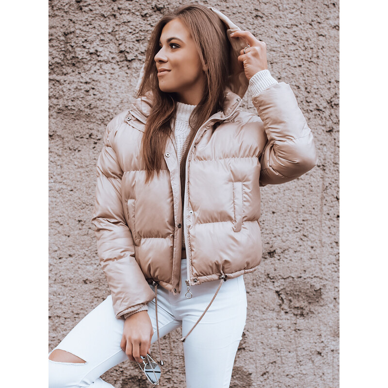 BASIC Světle béžová prošívaná crop bunda SIMMON 76210010