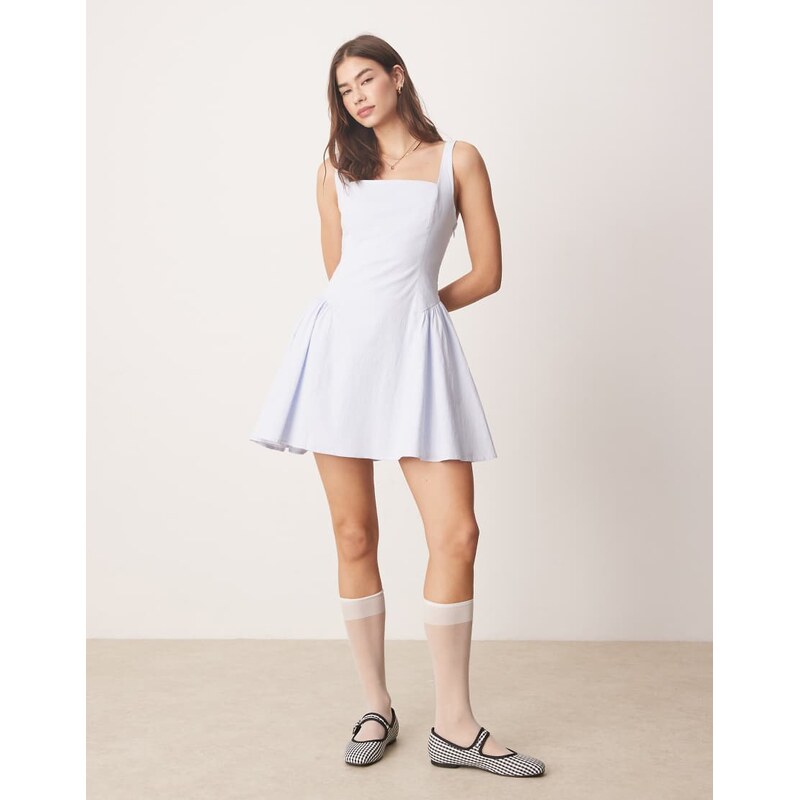 Abercrombie & Fitch sleeveless flare mini dress in blue