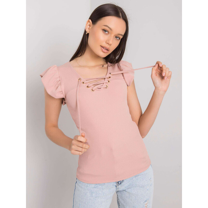 ITALY MODA Pudrové tričko Weverly -powder pink Pudrová