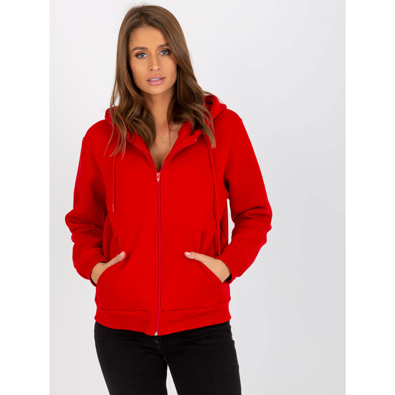 RUE PARIS Červená mikina na zip -CT-BL-F-621087.06-red