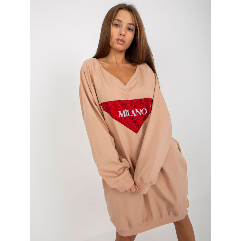 VITON Béžové mikinové šaty Milano --beige Béžová 85877971