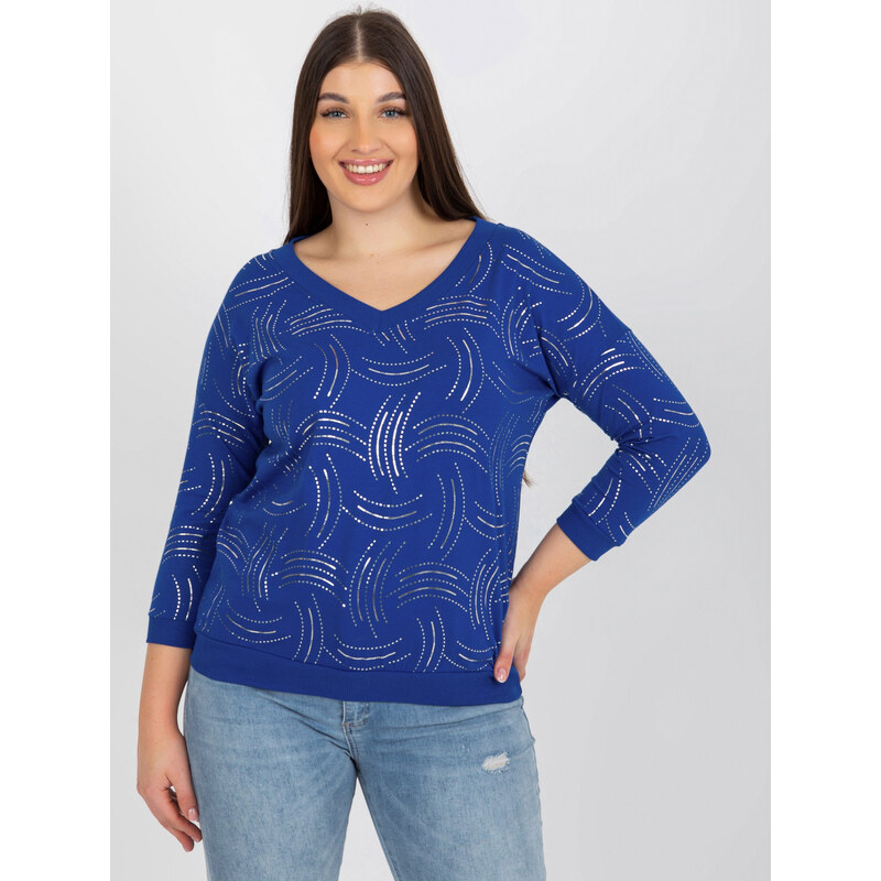 RELEVANCE Tmavě modré tričko s třpytivým potiskem -dark blue Modrá 85881385