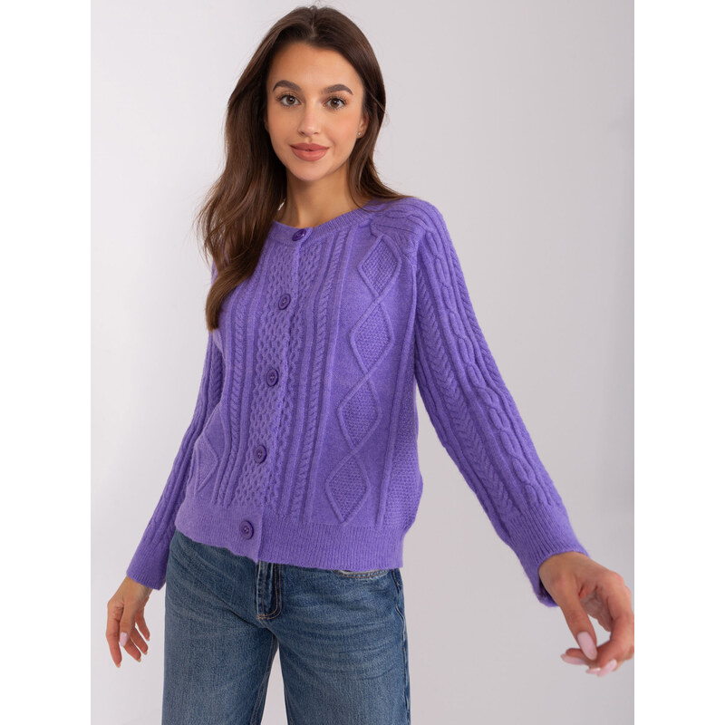 ITALY MODA Fialový propínací svetr -purple Fialová 86421229