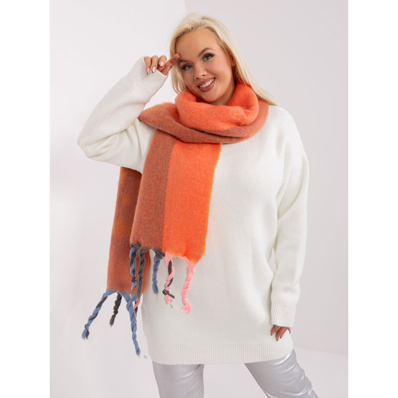 ITALY MODA Oranžová široká šála s třásněmi -orange 88285991