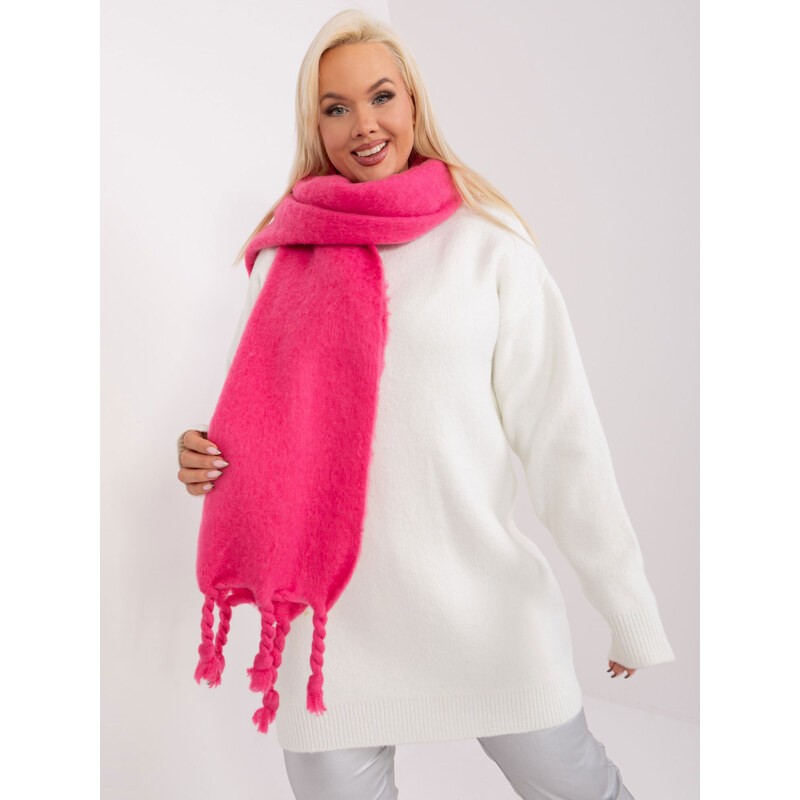 ITALY MODA Tmavě růžová šála s copy -dark pink