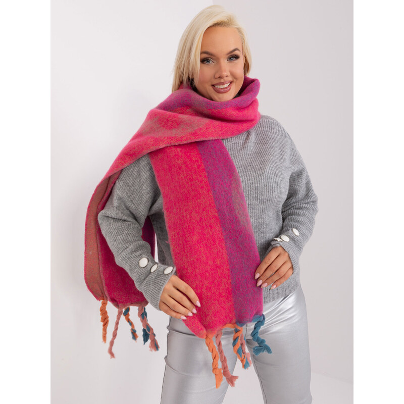 ITALY MODA Tmavě růžová šála s copy a vzory --fuchsia 88286088