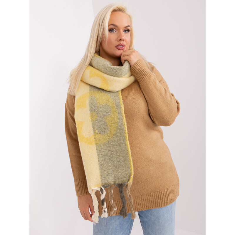 ITALY MODA Žlutá šála s copy a vzory -yellow 88347570