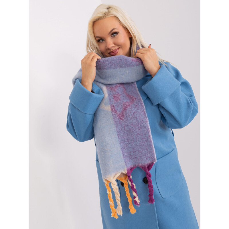 ITALY MODA Modro-fialová šála s copy a vzory --light blue Modrá 88347573