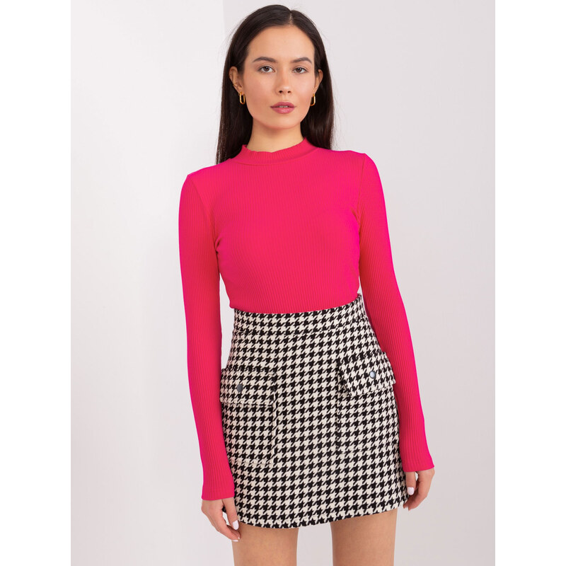 BASIC FEEL GOOD Tmavě růžové tričko se stojáčkem --fuchsia Tmavě