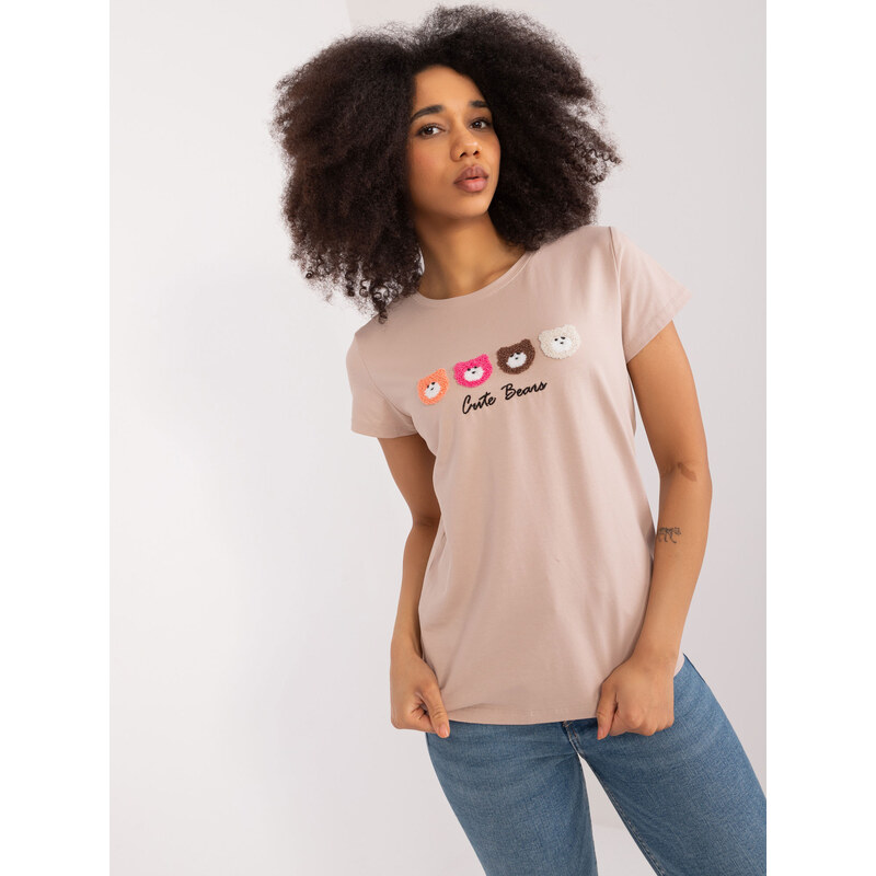 BASIC FEEL GOOD Béžové tričko s potiskem -beige Béžová 91092765