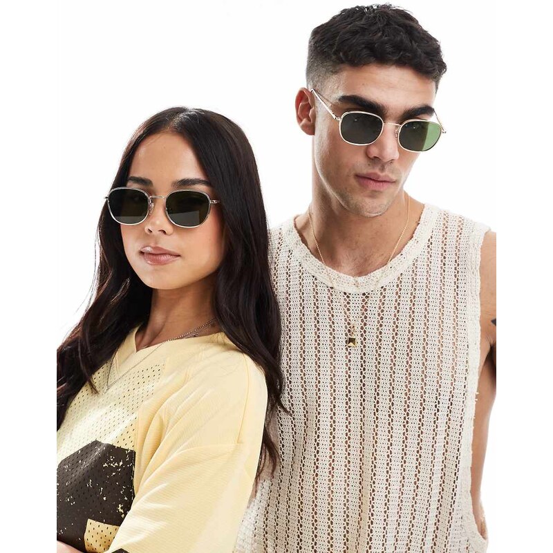 A.Kjaerbede Hello round metal frame sunglasses in gold 105221858