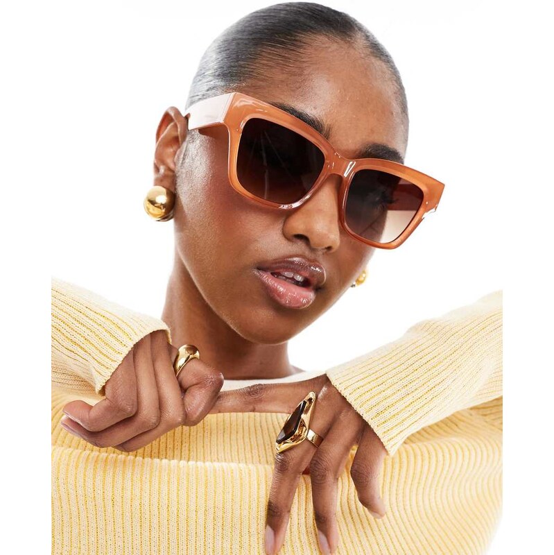 AJ Morgan chunky square sunglasses in amber-Orange 105795464