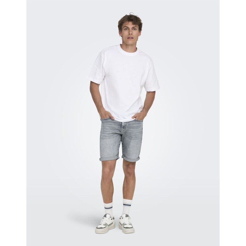 ONLY & SONS Shorts in medium grey denim