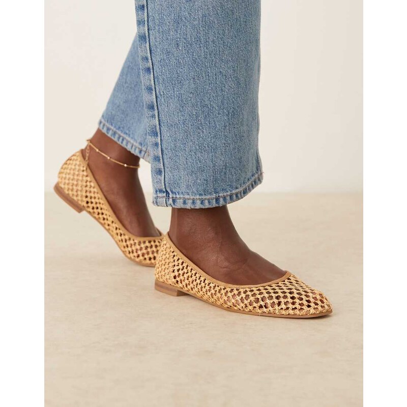 ASOS DESIGN Lagoon ballet in natural weave-Neutral 105239960
