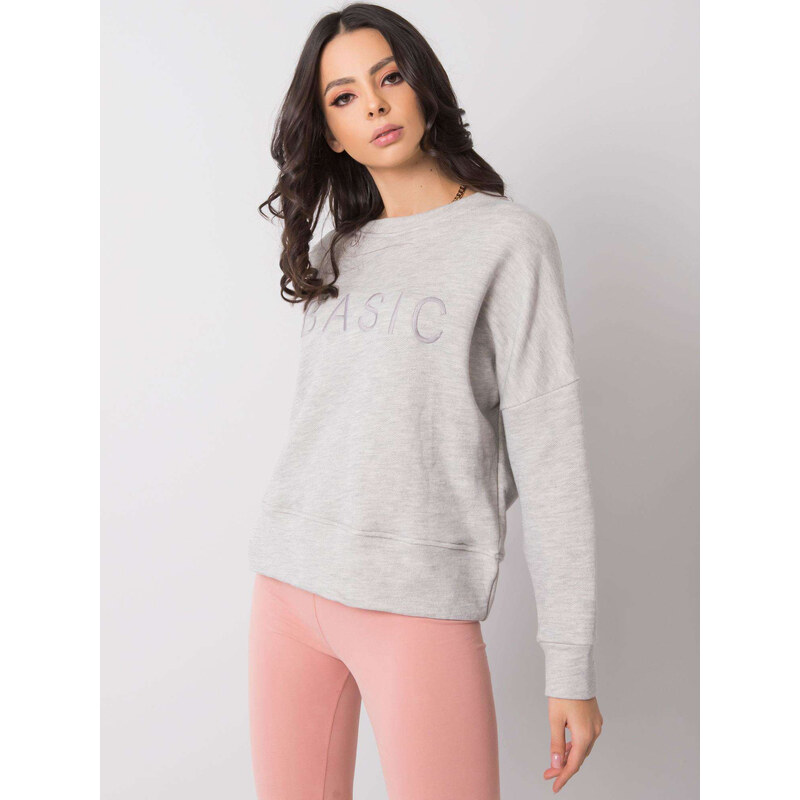 Světle šedá dámská mikina s nápisem BASIC -gray 55289586