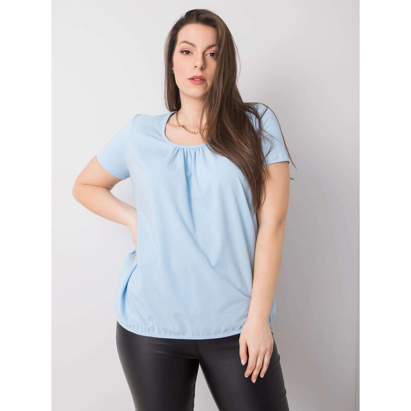 BASIC Světle modré dámské tričko s krátkým rukávem -blue Světle modrá 85870185