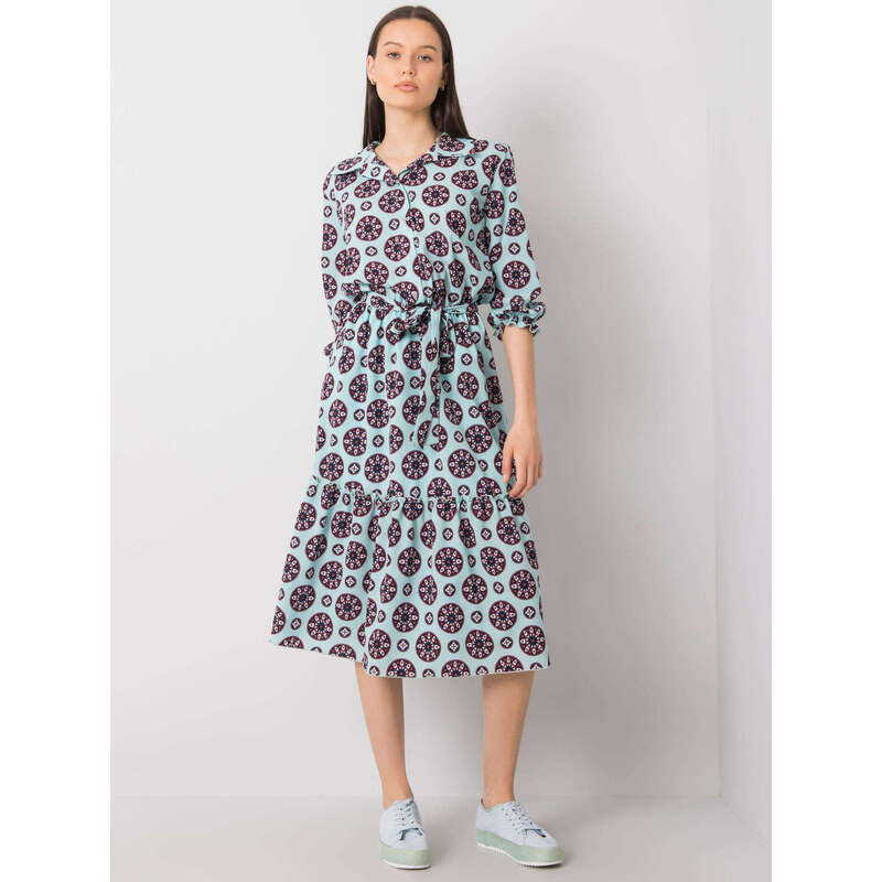 BASIC Mintové dámské vzorované šaty -mint Mint 60505907