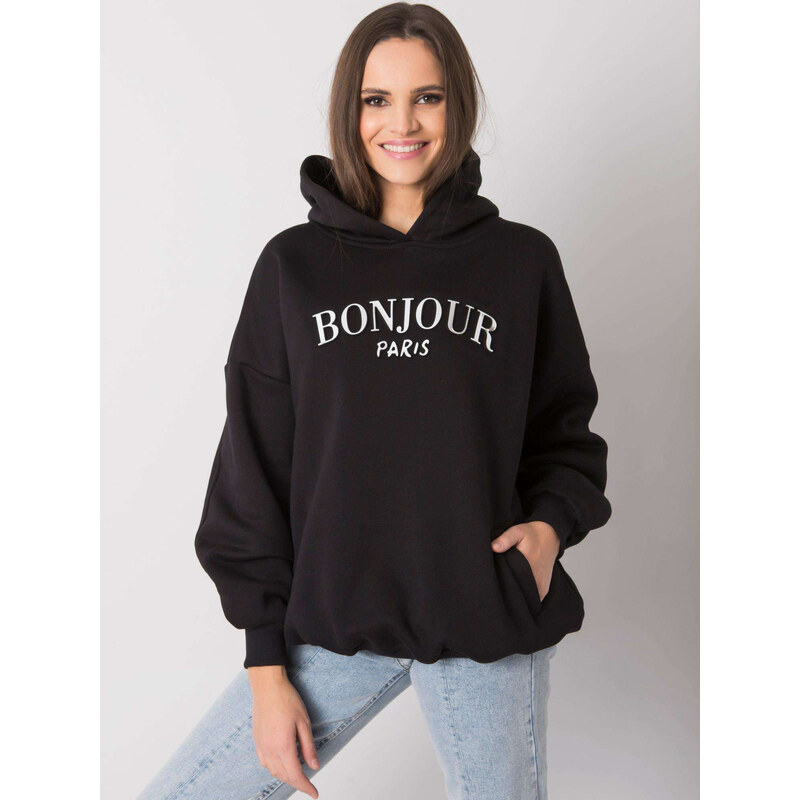 RUE PARIS Černá dámská oversize mikina s kapucí -black 66266831
