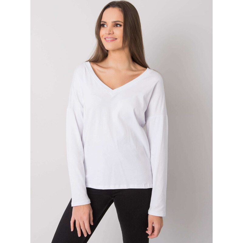 RUE PARIS Bílé dámské tričko s výstřihem na zádech -white Bílá 66267107