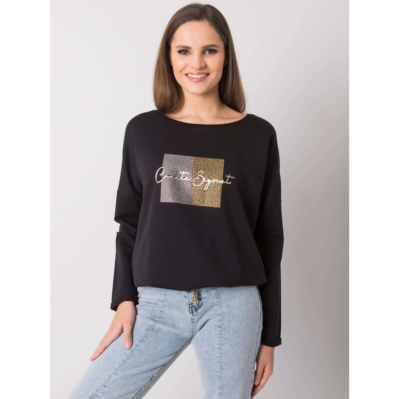 RUE PARIS Černé dámské tričko s potiskem -black Černá 66267110