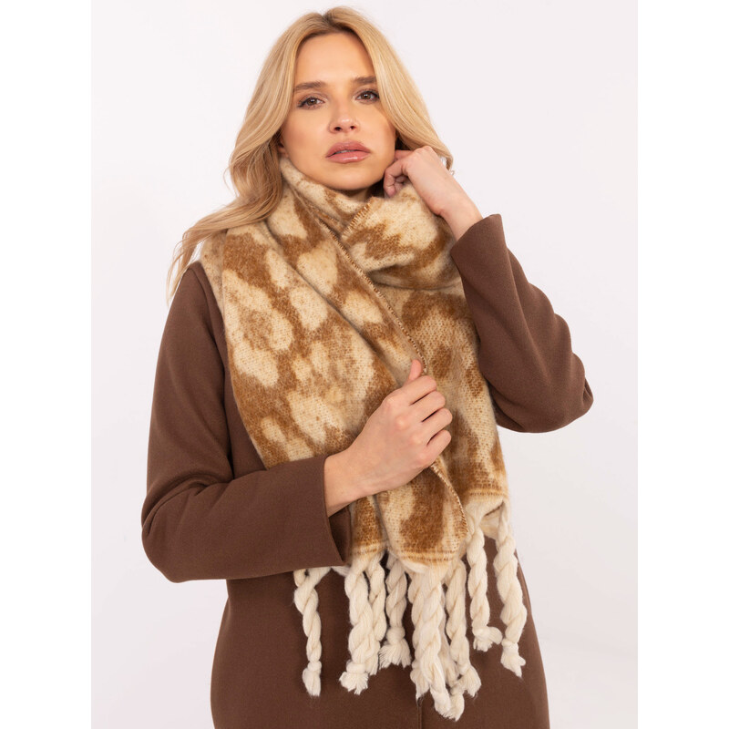 ITALY MODA Béžový dámský šál se zvířecím potiskem -beige Béžová 103104469