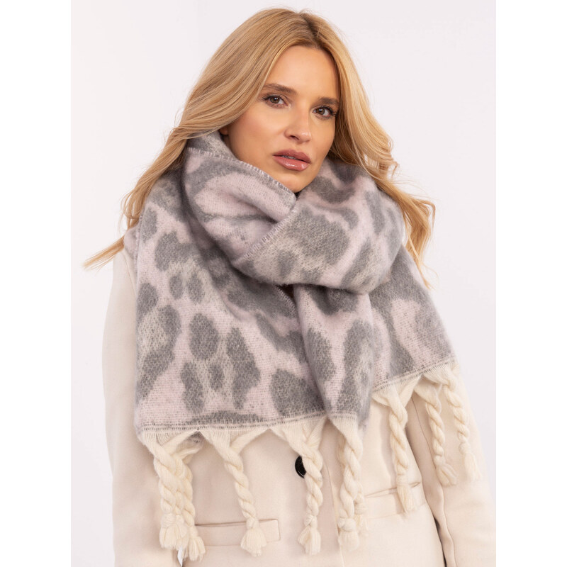 ITALY MODA Světle růžový dámský šál se zvířecím potiskem -light pink 103104465