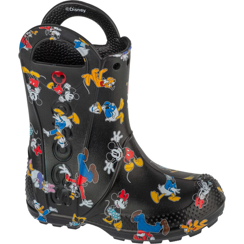 Černé vzorované dětské holínky Crocs Mickey Friends Handle It