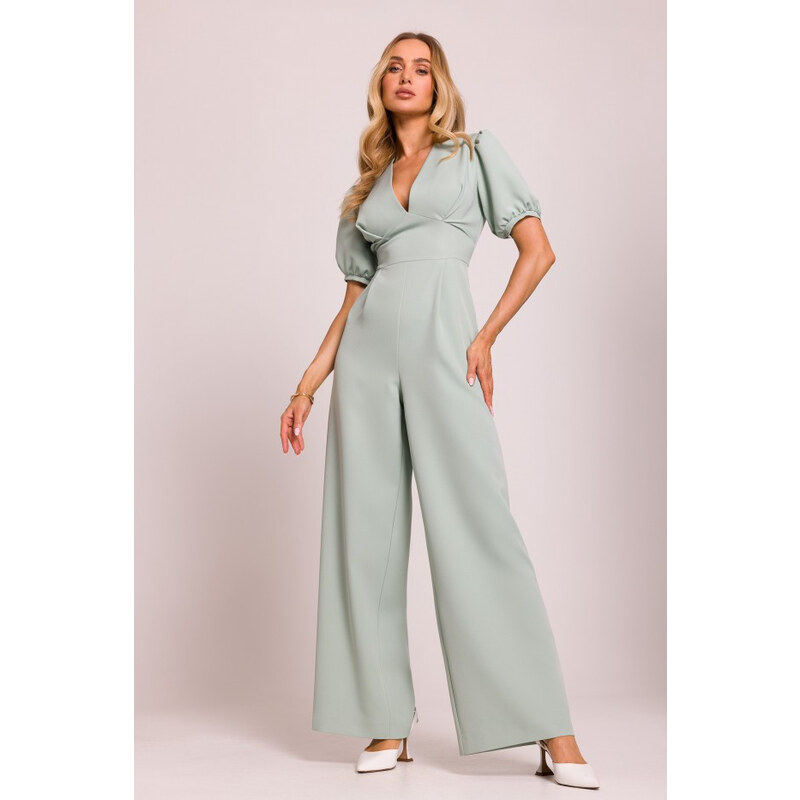 model 20970734 Kombinéza s puff rukávy mátová - Moe