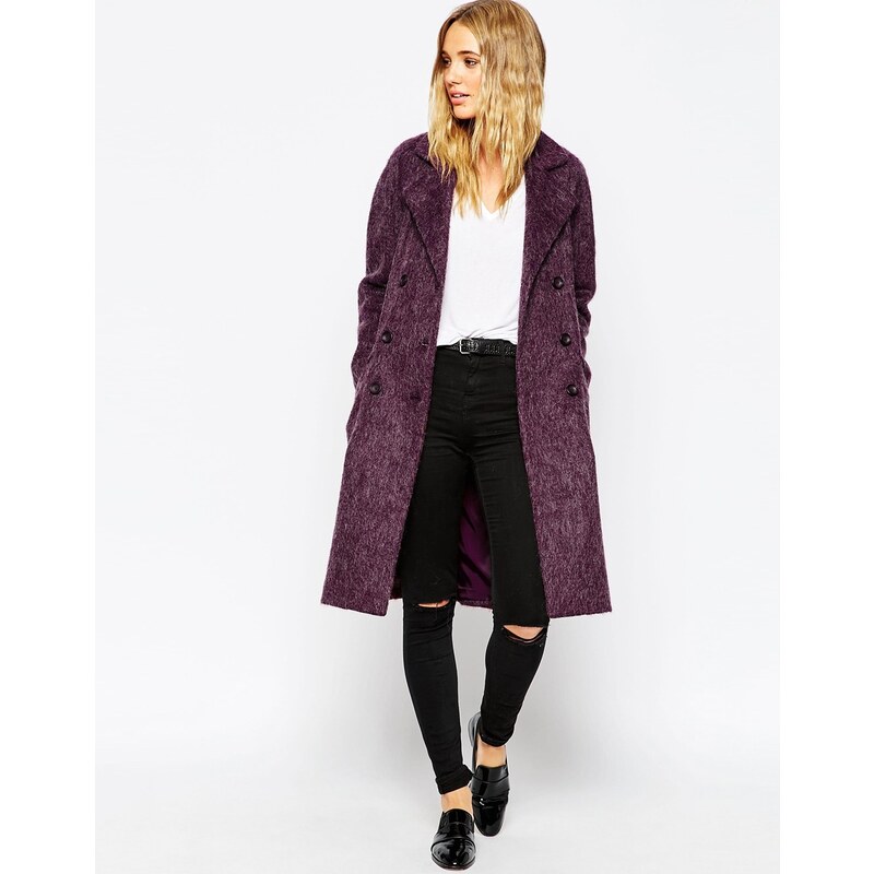HUSH HUSH Chlupatý fialový kabát