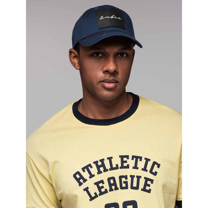 Ombre Mens baseball cap with large patch - navy blue