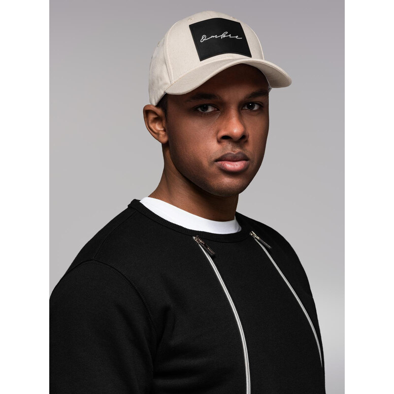 Ombre Mens baseball cap with large patch - cream