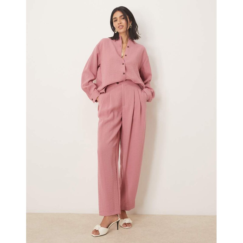 ASOS DESIGN tab detail tapered trousers co-ord in dusty pink 112386459