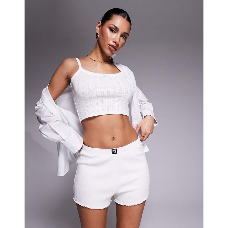 Hugo Red stacked logo lounge short in beige-Neutral 105257214