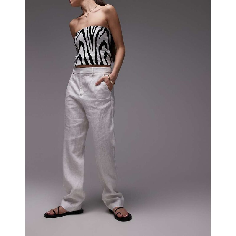 Mango linen tailored trouser in white 105257279