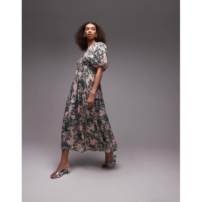 & Other Stories maxi dress with volume sleeves in floral print-Multi 105257290