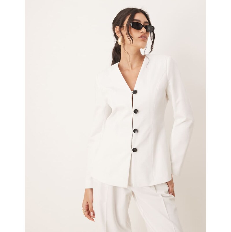 AWARE v neck fitted blazer co-ord in white 105257491