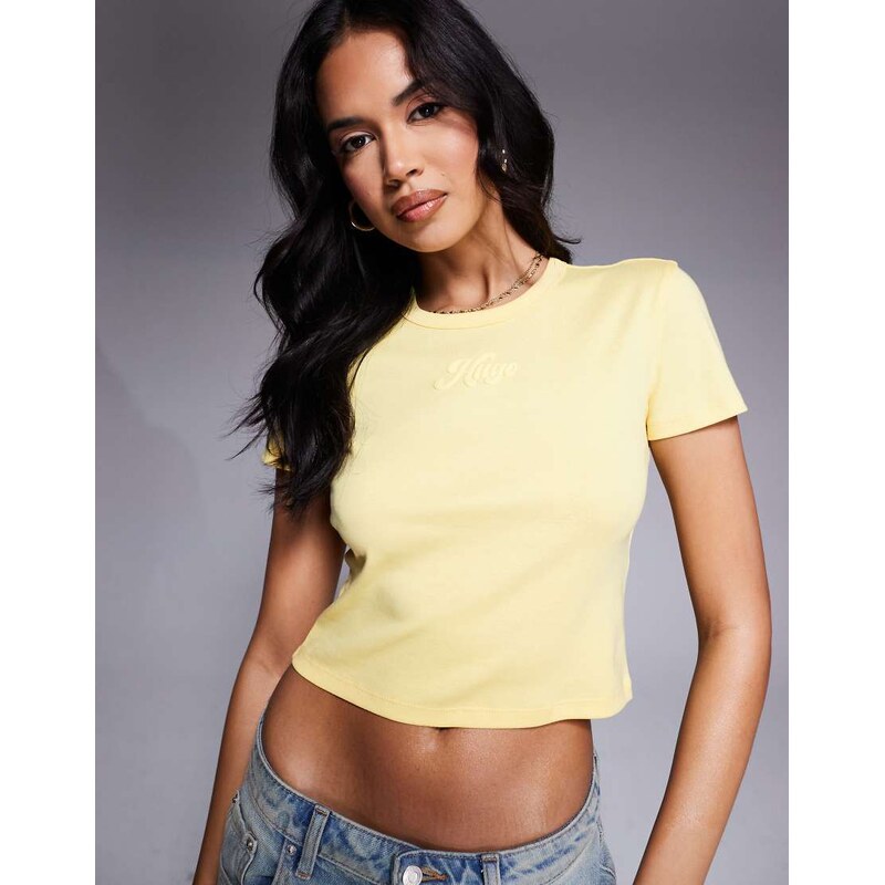 Hugo Red Delanor baby t-shirt in yellow with logo 105257533