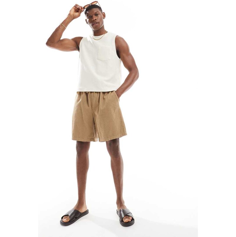 Jack & Jones loose fit cord short in beige-Neutral