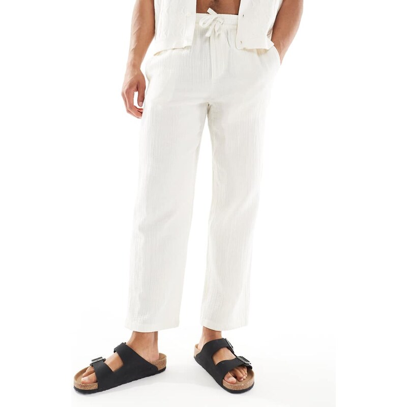 ONLY & SONS loose fit texture trouser co-ord in cream-Neutral