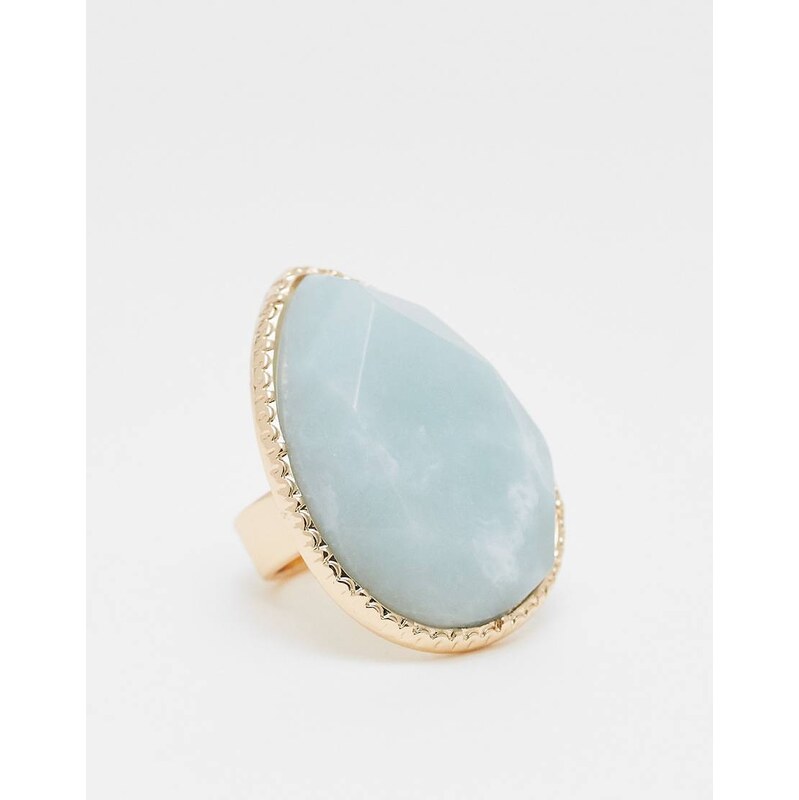 ASOS DESIGN oversized ring with real semi precious stone in gold tone 105260122